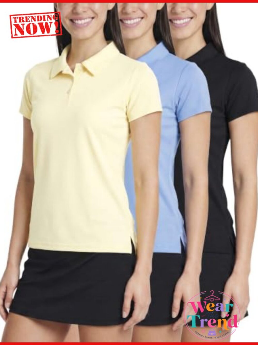 3 Pack Women's Golf Polo Shirts Short Sleeve Collared Tennis Dry Fit Tops